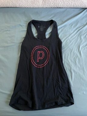 Pure Barre Black Racerback Tank with Red Logo Circle